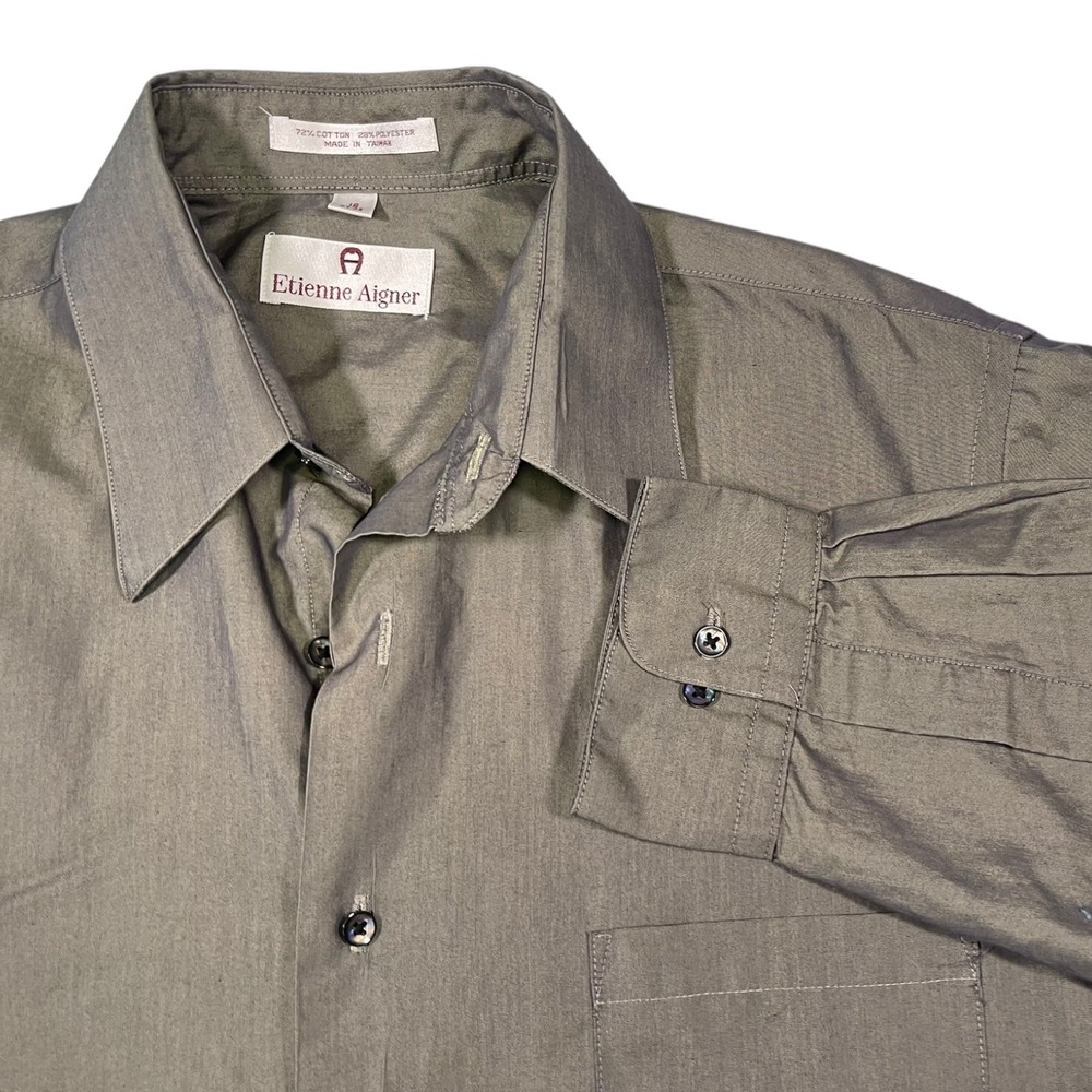 Etienne Aigner‎ 16 34/35 Olive Green Button Down Shirt Long Sleeve Dark Academia